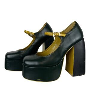 KOI Women's Dark Green Chunky Platform Mary Jane Heels (Sz 7)